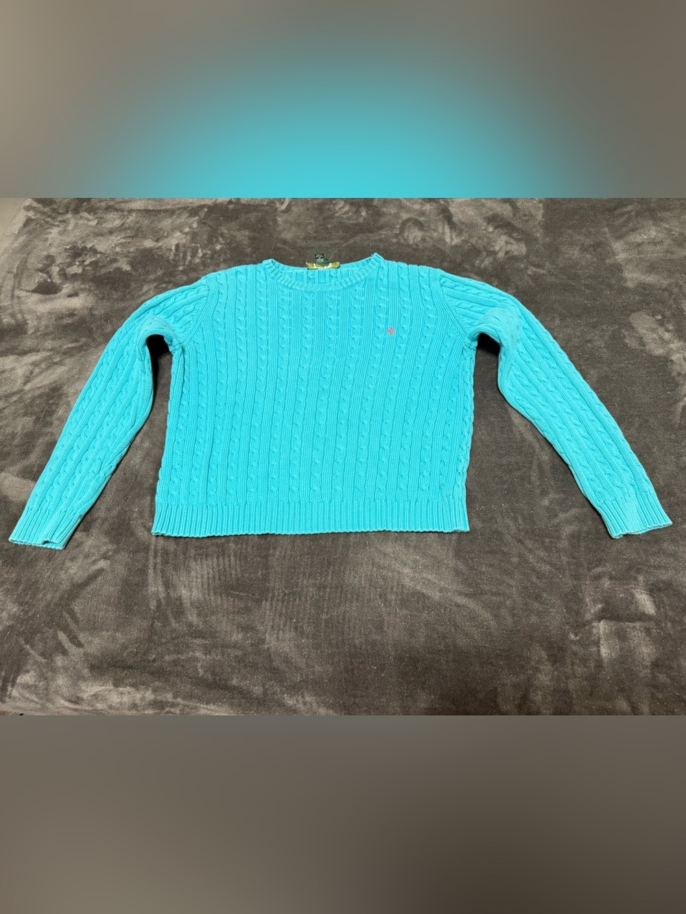 Ralph Lauren Cable-Knit Crewneck Sweater - Turquoise Blue